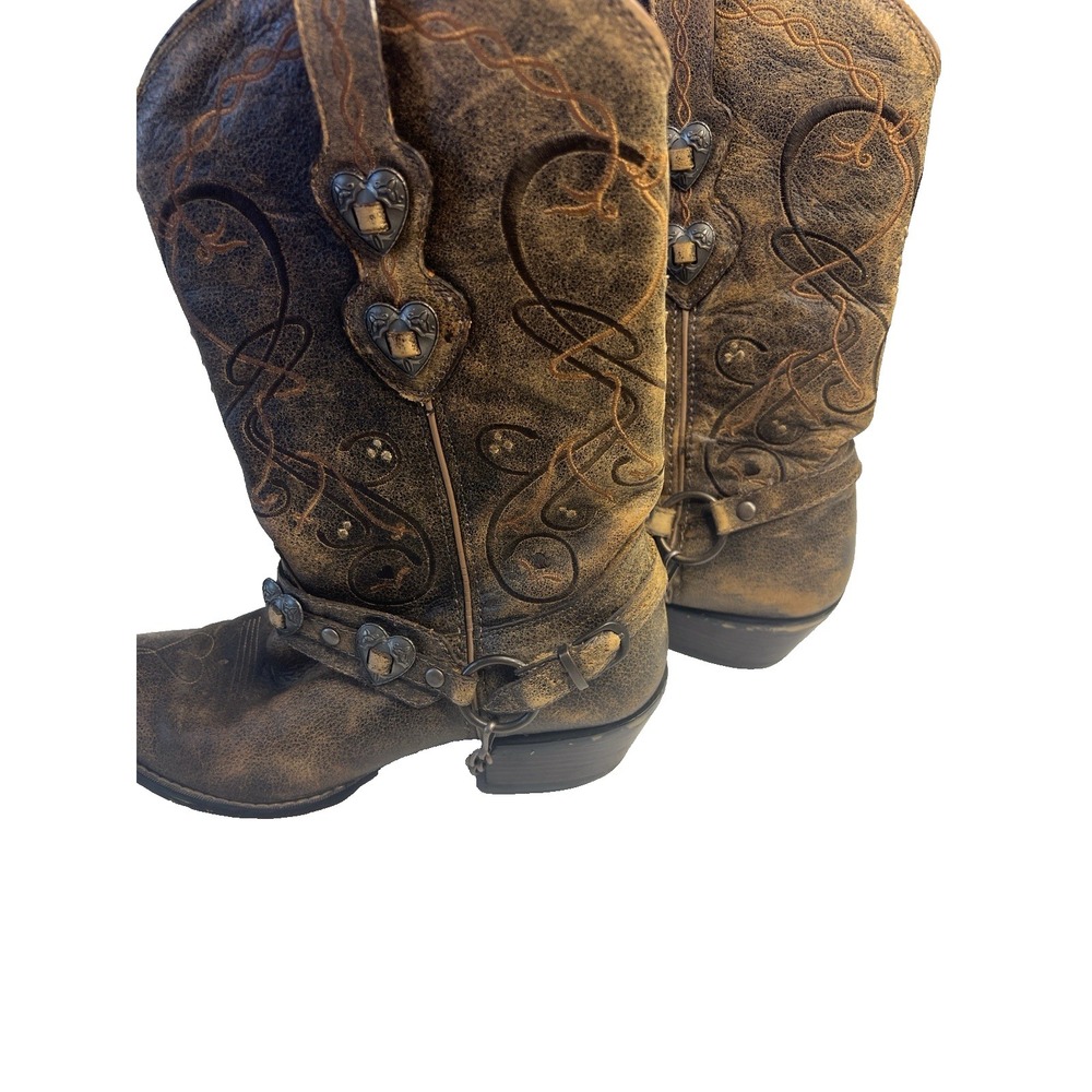 Durango Crush Heart Concho Western Cowgirl Rodeo Country Boots Women 9M Distress - Picture 4 of 14